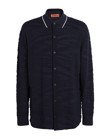 MISSONI Patterned shirt Midnight blue 93% Wool, 7% Viscose