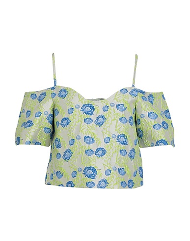 GANNI Off-the-shoulder top Light green 65% Recycled polyester, 27% Polyester, 8% Polyamide
