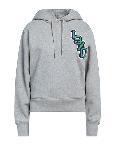 KENZO Hooded track jacket  Light grey 100% Cotton, Elastane