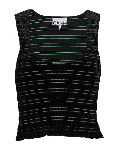 GANNI Top Nero 94% Poliestere riciclato, 6% Elastan