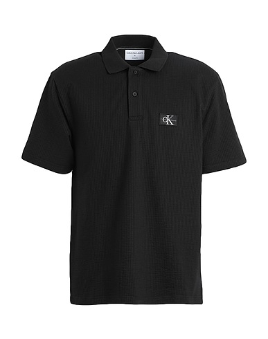 CALVIN KLEIN JEANS Poloshirt Schwarz 96% Baumwolle, 4% Elastan