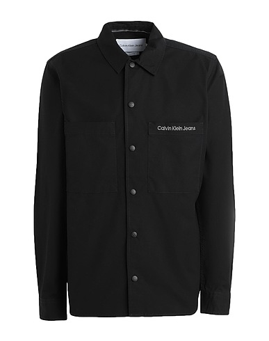CALVIN KLEIN JEANS Camicia tinta unita Nero 100% Cotone