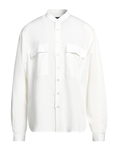 LARDINI Solid color shirt Ivory 77% Rayon, 23% Linen