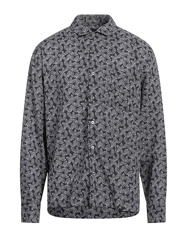 LARDINI Patterned shirt Charcoal 52% Lyocell, 48% Cotton