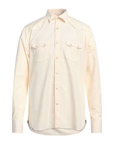 LARDINI Camicia tinta unita Avorio 100% Cotone