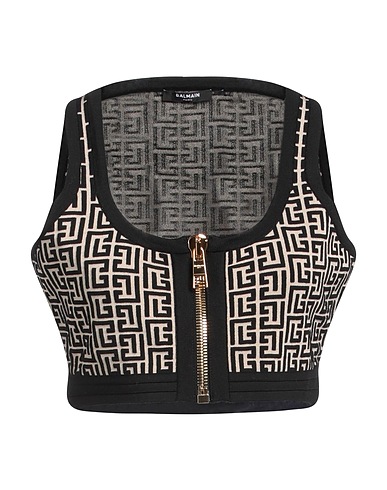 BALMAIN Top Black 50% Wool, 27% Viscose, 21% Polyamide, 2% Elastane