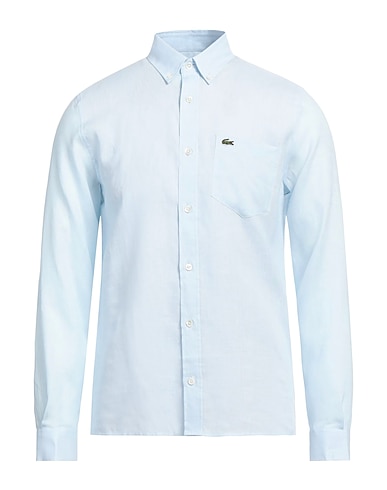 LACOSTE Camicia tinta unita CELESTE 100% Lino