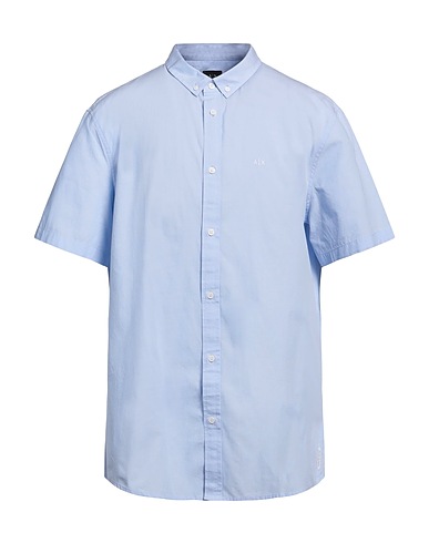 ARMANI EXCHANGE Camicia tinta unita Celeste 100% Cotone