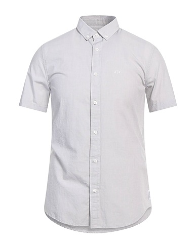 ARMANI EXCHANGE Solid color shirt Light grey 100% Cotton