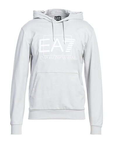 EA7 Hooded track jacket  Light grey 100% Cotton, Elastane