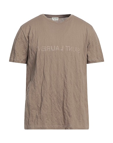 SAINT LAURENT T-shirt Taupe 80% Cotton, 20% Metallic fiber