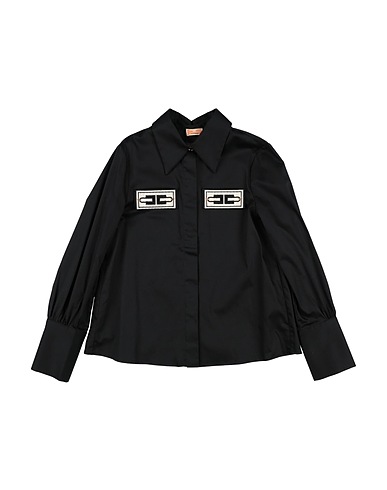 ELISABETTA FRANCHI Patterned shirts & blouses Black 98% Cotton, 2% Elastane