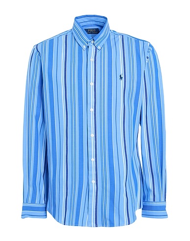 POLO RALPH LAUREN Striped shirt SLIM FIT STRIPED STRETCH POPLIN SHIRT
 Light blue 91% Cotton, 9% Elastane