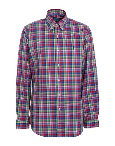 POLO RALPH LAUREN Checked shirt Red 91% Cotton, 9% Elastane