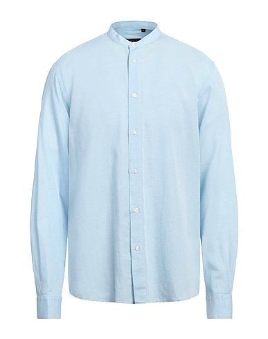 LIU •JO MAN Solid colour shirt Sky blue 57% Lyocell, 22% Linen, 21% Cotton