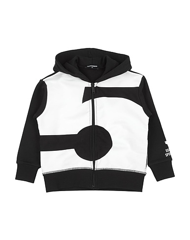 DSQUARED2 Hooded track jacket  Black 100% Cotton, Elastane