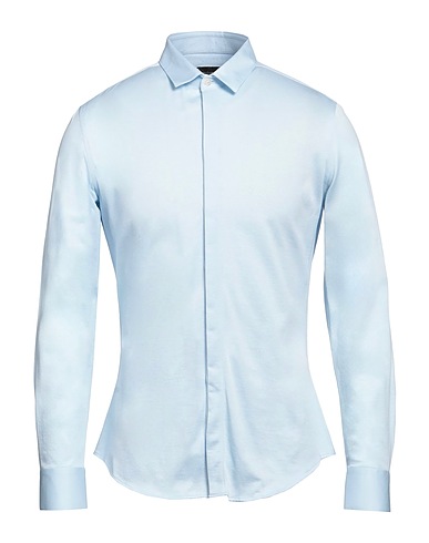 EMPORIO ARMANI Solid colour shirt Sky blue 100% Cotton