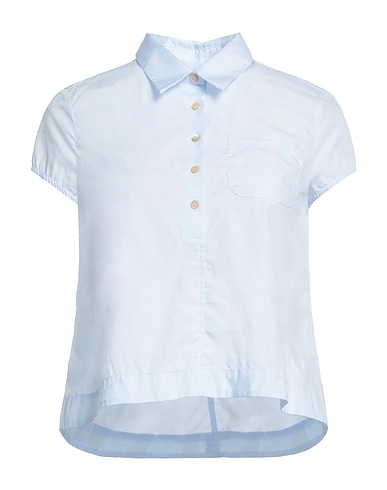 ALESSIA SANTI Solid colour shirts & blouses Sky blue 100% Cotton