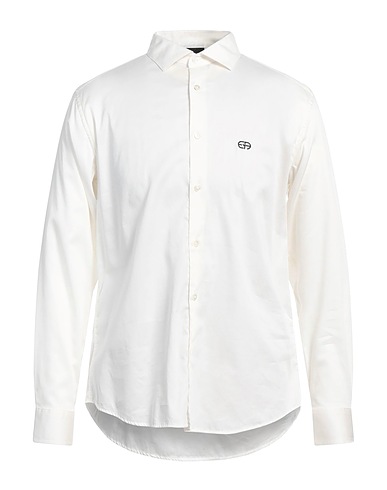 EMPORIO ARMANI Solid colour shirt White 98% Cotton, 2% Elastane