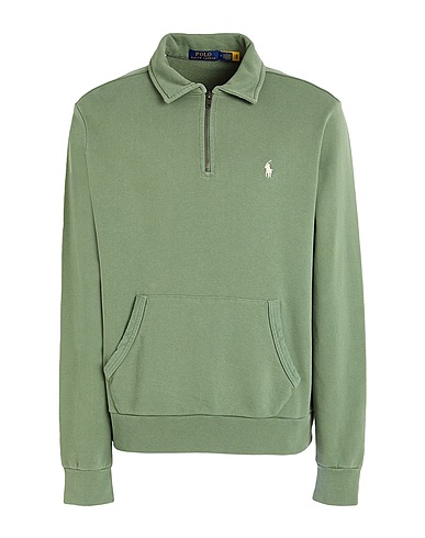POLO RALPH LAUREN Sweatshirt LOOPBACK FLEECE QUARTER-ZIP SWEATSHIRT
 Sage green 100% Cotton