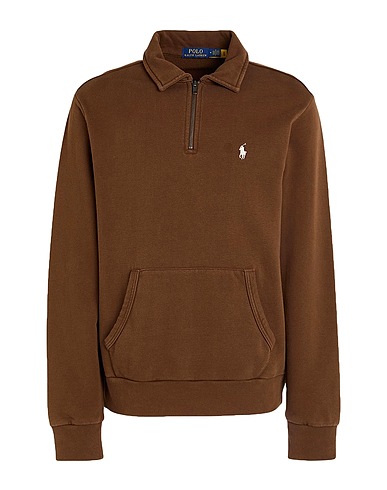 POLO RALPH LAUREN Sweatshirt LOOPBACK FLEECE QUARTER-ZIP SWEATSHIRT
 Brown 100% Cotton