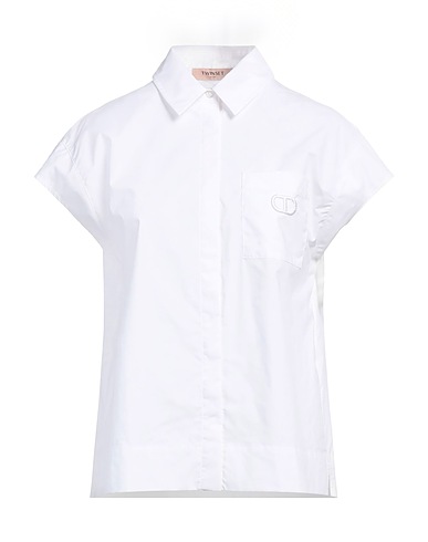 TWINSET Solid colour shirts & blouses White 100% Cotton, Polyester