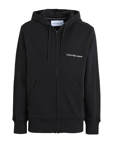 CALVIN KLEIN JEANS Hooded track jacket  Black 100% Cotton