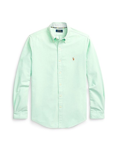 POLO RALPH LAUREN Solid colour shirt CUSTOM FIT OXFORD SHIRT 
 Light green 100% Cotton