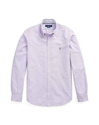 POLO RALPH LAUREN Solid colour shirt CUSTOM FIT OXFORD SHIRT 
 Lilac 100% Cotton