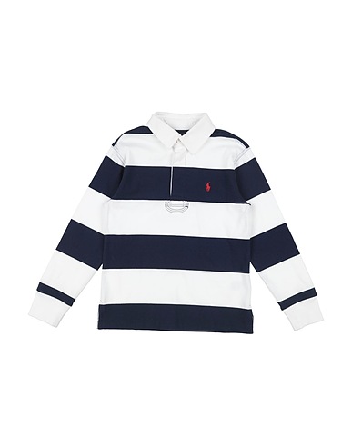 POLO RALPH LAUREN Polo shirt Striped Cotton Jersey Rugby Shirt Navy blue 100% Cotton