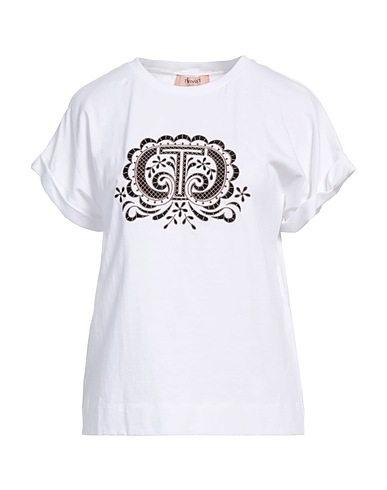 TWINSET T-shirt White 100% Cotton, Polyester, Elastane