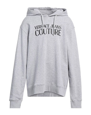 VERSACE JEANS COUTURE Hooded sweatshirt Light grey 100% Cotton, Elastane