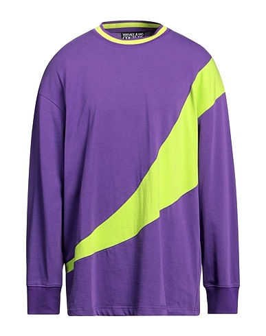 VERSACE JEANS COUTURE T-shirt Purple 100% Cotton, Polyester, Polyamide, Elastane