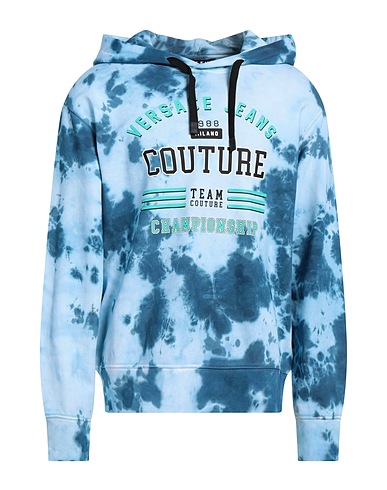 VERSACE JEANS COUTURE Hooded track jacket  Sky blue 100% Cotton