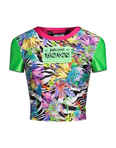 JUST CAVALLI Crop top Lime green 80% Polyester, 20% Elastane, Polyamide