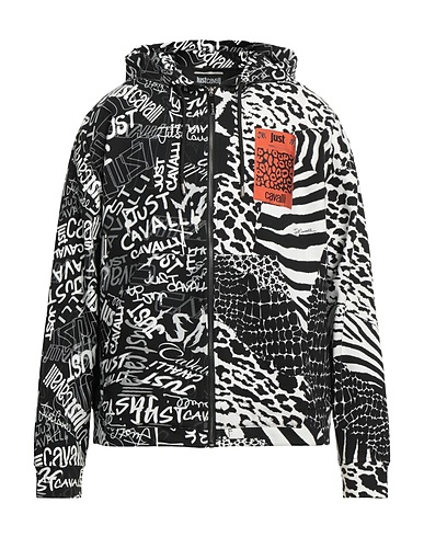 JUST CAVALLI Hooded track jacket  Black 100% Cotton