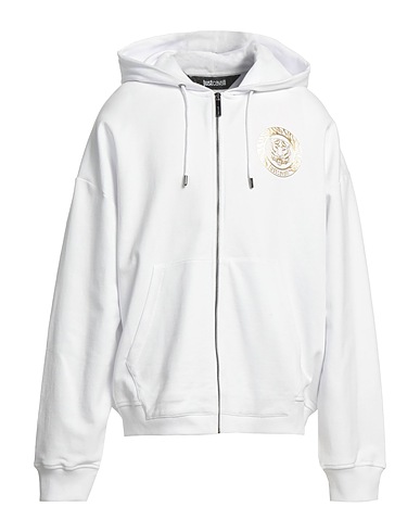JUST CAVALLI Hooded track jacket  White 100% Cotton, Elastane