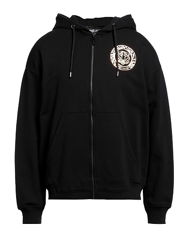 JUST CAVALLI Hooded sweatshirt Black 100% Cotton, Elastane
