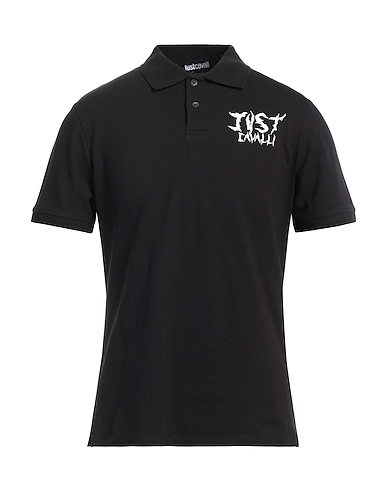JUST CAVALLI Polo shirt Black 100% Cotton, Elastane