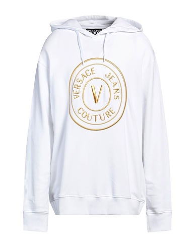VERSACE JEANS COUTURE Hooded track jacket  White 100% Cotton, Elastane