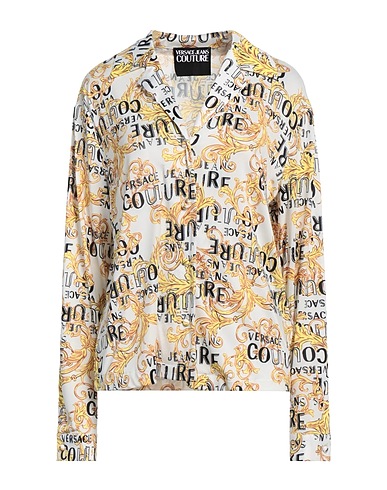 VERSACE JEANS COUTURE Patterned shirts & blouses White 96% Polyester, 4% Elastane