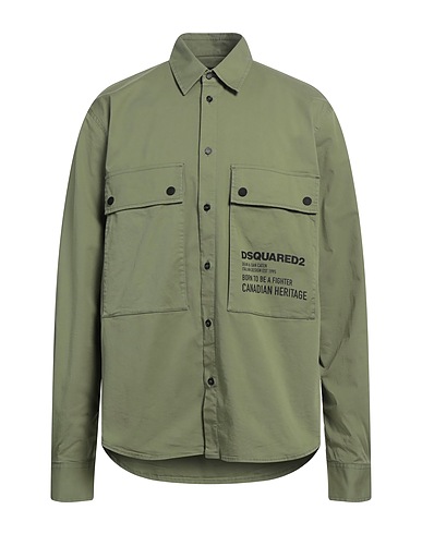 DSQUARED2 Shirts Military green 97% Cotton, 3% Elastane