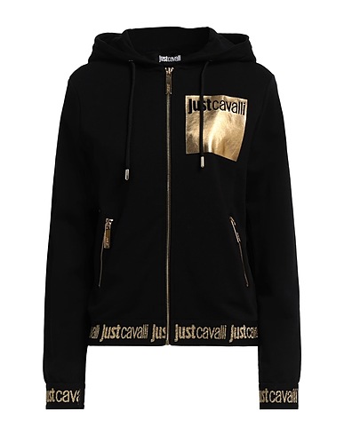 JUST CAVALLI Hooded track jacket  Black 100% Cotton