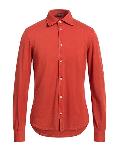 FEDELI Solid colour shirt Rust 100% Cotton