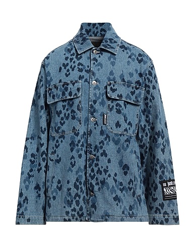 JUST CAVALLI Denim shirt Blue 98% Cotton, 2% Elastane