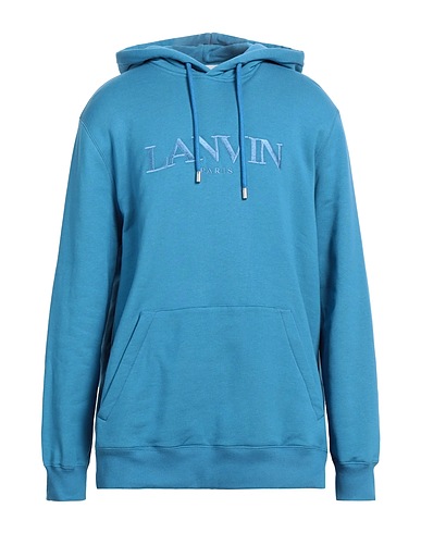 LANVIN Hooded track jacket  Pastel blue 100% Cotton, Polyester, Elastane