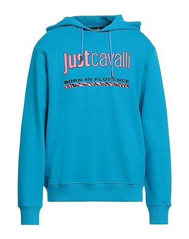 JUST CAVALLI Hooded track jacket  Azure 100% Cotton