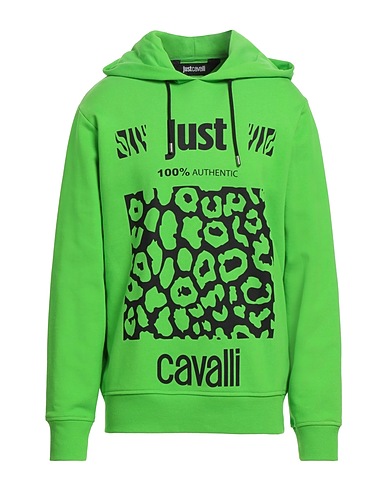 JUST CAVALLI Hooded track jacket  Lime green 100% Cotton, Elastane