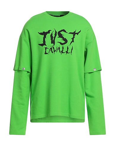 JUST CAVALLI Sweatshirt Lime green 100% Cotton, Elastane