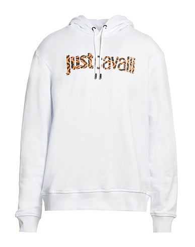 JUST CAVALLI Hooded track jacket  White 100% Cotton, Elastane